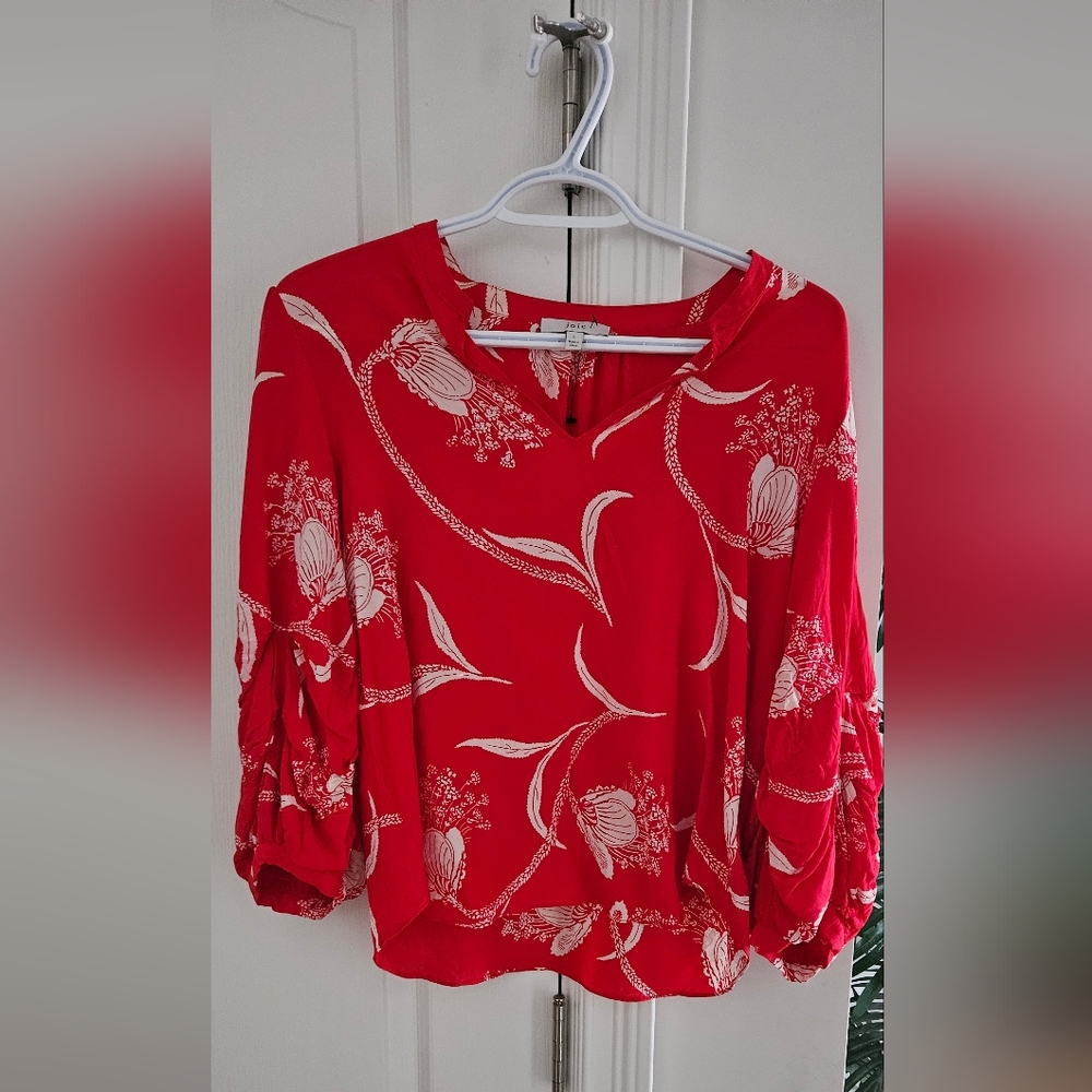 Joie Red Floral Blouse